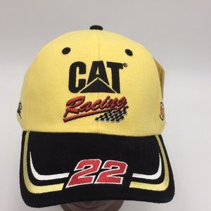 Caterpillar Cat Racing 22 Nascar Hat Baseball Cap Visor Yellow Black